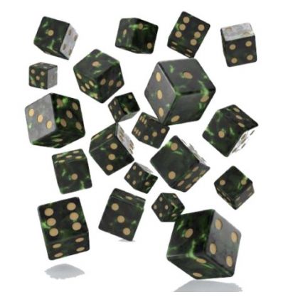 Pack de D6 - Vert Bouteille & Or