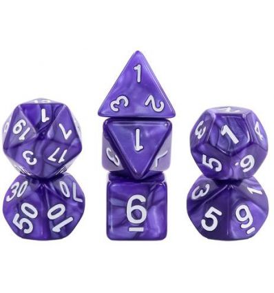 Lots De 7 Des - Violet Nacre et Blanc